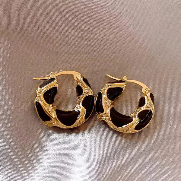France Light Luxury Enamel Thick Rhinestone Hoop Earrings for Women Stainless Steel Huggie Ear Party Jewelry Wholesale - Image 2