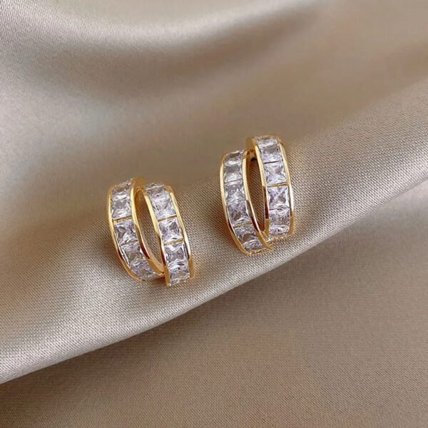Vintage CC Design Stud Earrings for Women Korean Fashion X Cross Zircon Earring Engagement Jewelry Gifts Wholesale - Image 3