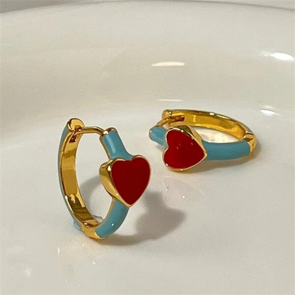 France Light Luxury Enamel Thick Rhinestone Hoop Earrings for Women Stainless Steel Huggie Ear Party Jewelry Wholesale - Image 4