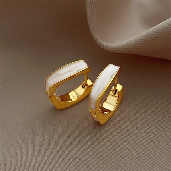 France Light Luxury Enamel Thick Rhinestone Hoop Earrings for Women Stainless Steel Huggie Ear Party Jewelry Wholesale - Image 7