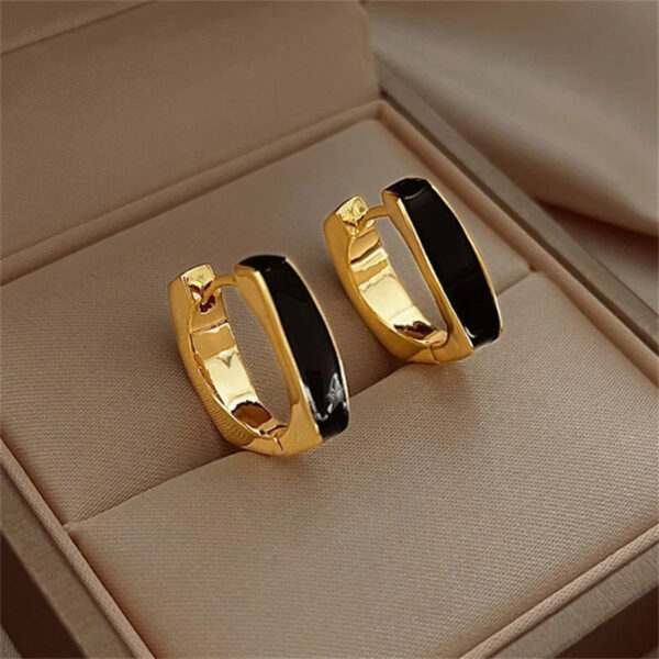 France Light Luxury Enamel Thick Rhinestone Hoop Earrings for Women Stainless Steel Huggie Ear Party Jewelry Wholesale - Image 8