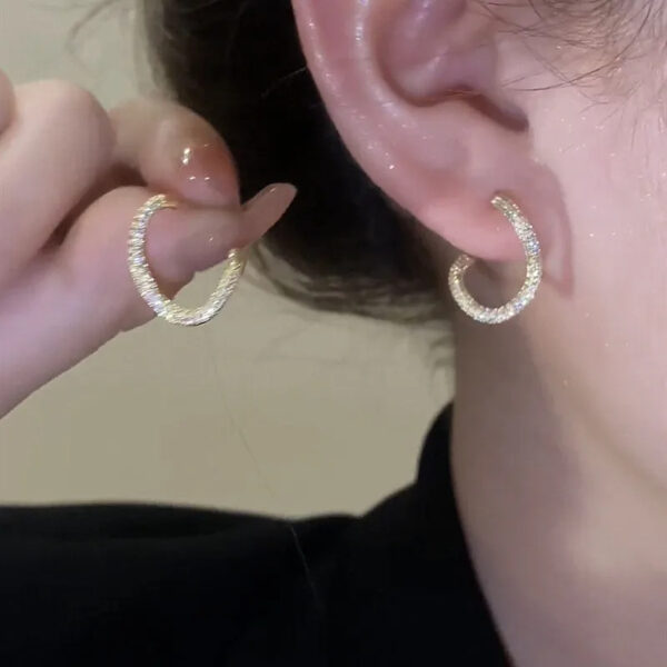 Vintage CC Design Stud Earrings for Women Korean Fashion X Cross Zircon Earring Engagement Jewelry Gifts Wholesale - Image 4