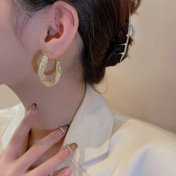 France Light Luxury Enamel Thick Rhinestone Hoop Earrings for Women Stainless Steel Huggie Ear Party Jewelry Wholesale - Image 10