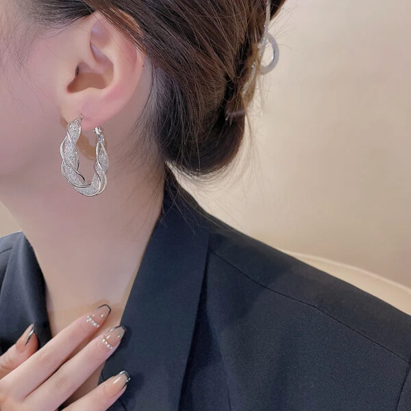 France Light Luxury Enamel Thick Rhinestone Hoop Earrings for Women Stainless Steel Huggie Ear Party Jewelry Wholesale - Image 11