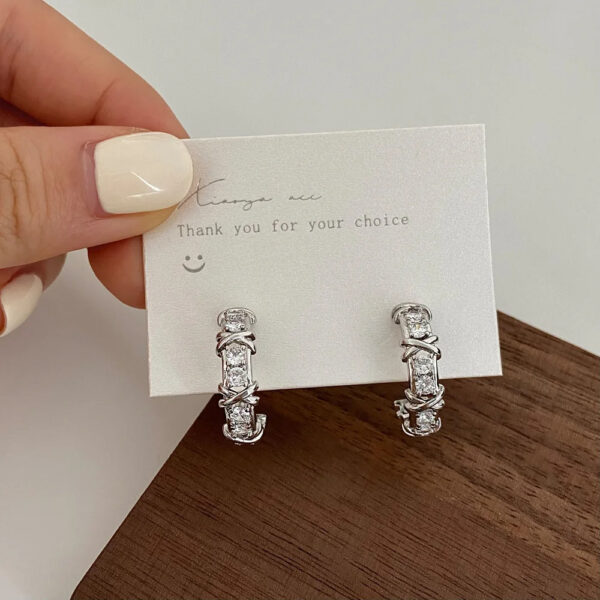 Vintage CC Design Stud Earrings for Women Korean Fashion X Cross Zircon Earring Engagement Jewelry Gifts Wholesale - Image 7