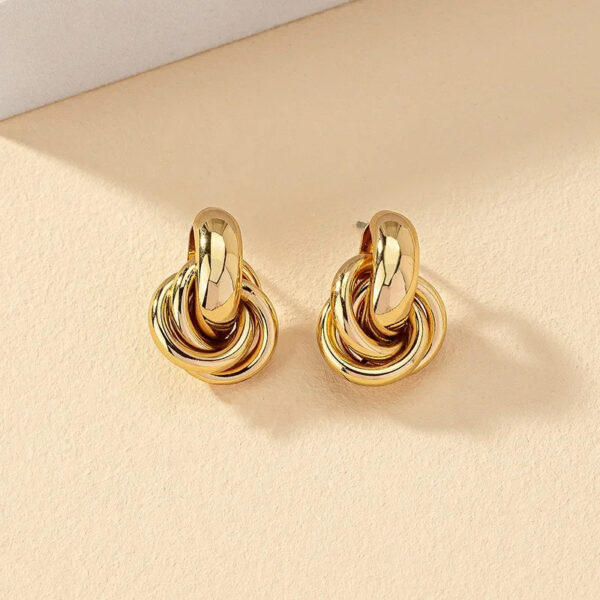Gold SIlver Color Knot Hoop Earring for Women Fashion Shiny Plating Trendy Twist Stud Earring Stud Cute Daily Wear Jewelry - Image 2