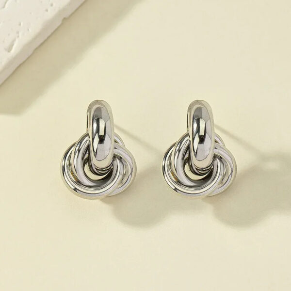 Gold SIlver Color Knot Hoop Earring for Women Fashion Shiny Plating Trendy Twist Stud Earring Stud Cute Daily Wear Jewelry - Image 3