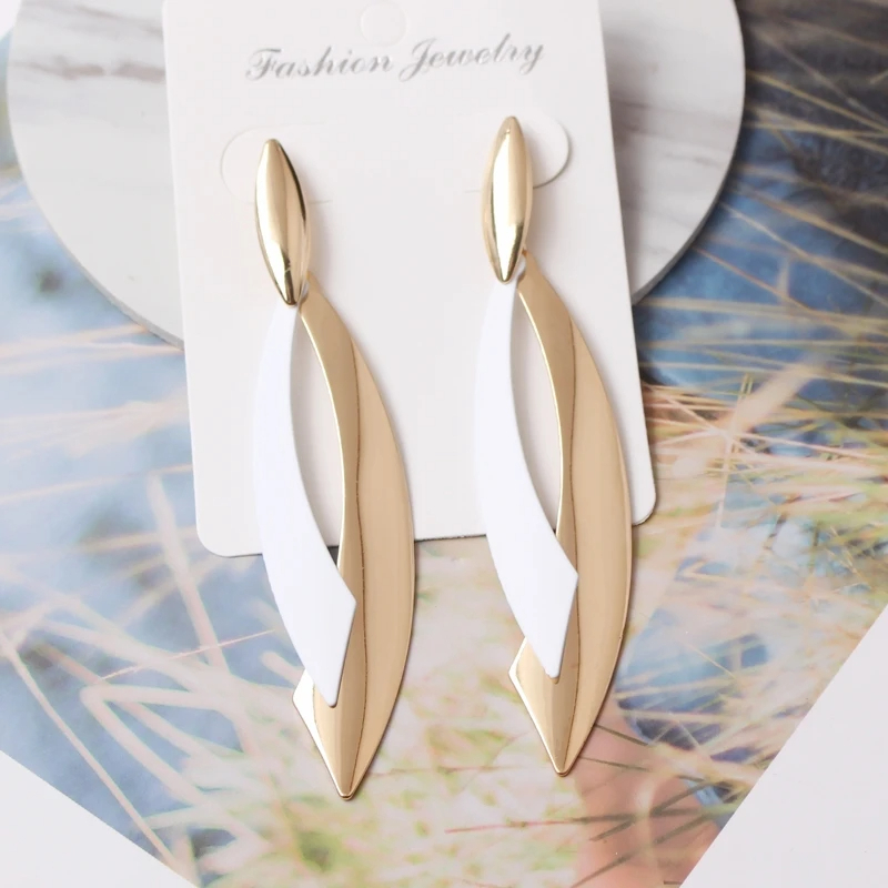 stud earrings for women Exaggerated large size Metal turquoise simple style ear accessories party OL fashion jewelry E520 - Image 3