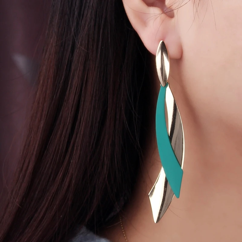 stud earrings for women Exaggerated large size Metal turquoise simple style ear accessories party OL fashion jewelry E520 - Image 5