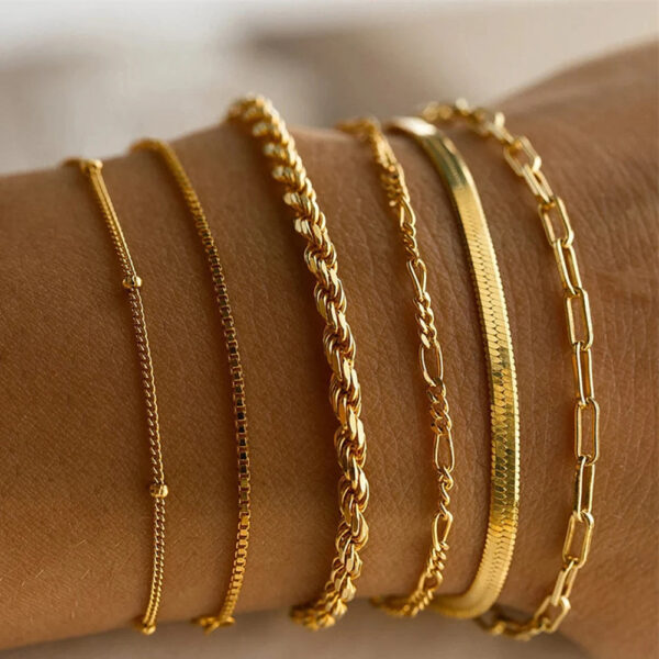 4PCS/Set Fashionable Snake Imitation Gemstone Bangle Rhinestone Full Metal Bracelet Set for Women's Jewelry Birthday Party Gifts - Image 2