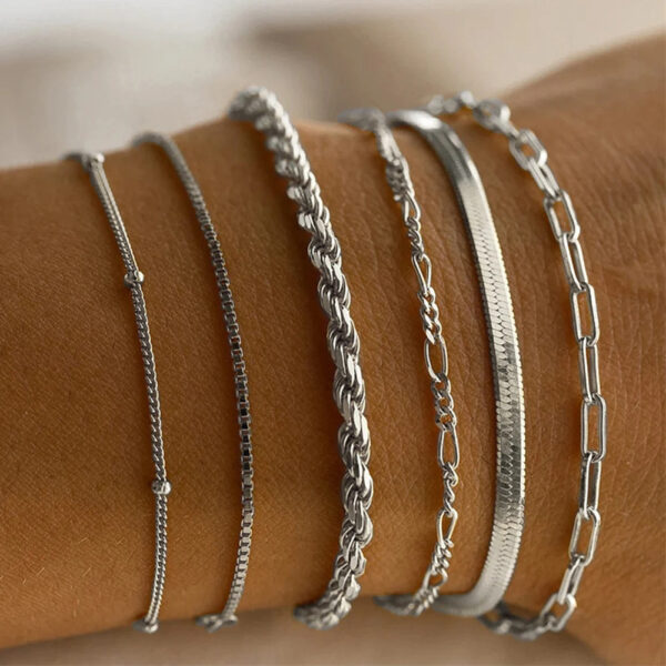 4PCS/Set Fashionable Snake Imitation Gemstone Bangle Rhinestone Full Metal Bracelet Set for Women's Jewelry Birthday Party Gifts - Image 3