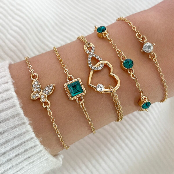 4PCS/Set Fashionable Snake Imitation Gemstone Bangle Rhinestone Full Metal Bracelet Set for Women's Jewelry Birthday Party Gifts - Image 7