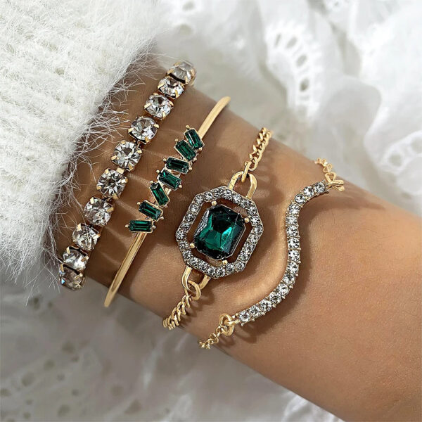 4PCS/Set Fashionable Snake Imitation Gemstone Bangle Rhinestone Full Metal Bracelet Set for Women's Jewelry Birthday Party Gifts - Image 11