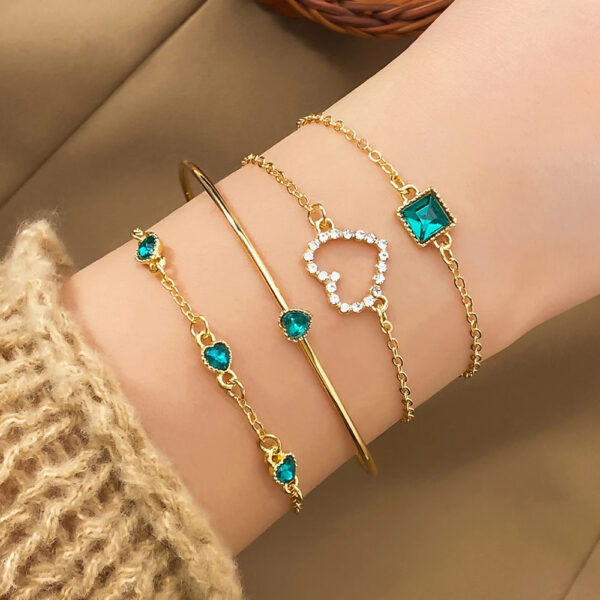 4PCS/Set Fashionable Snake Imitation Gemstone Bangle Rhinestone Full Metal Bracelet Set for Women's Jewelry Birthday Party Gifts - Image 12
