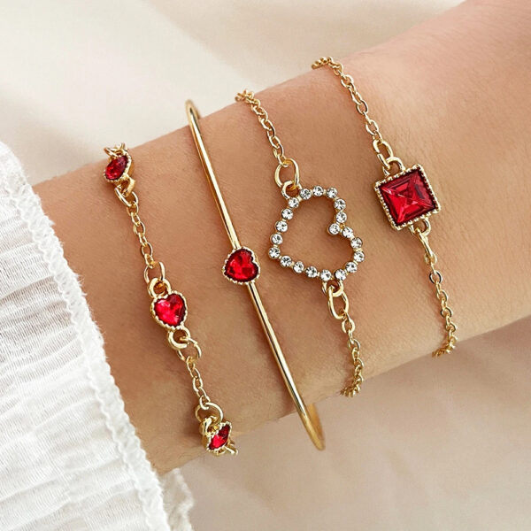 4PCS/Set Fashionable Snake Imitation Gemstone Bangle Rhinestone Full Metal Bracelet Set for Women's Jewelry Birthday Party Gifts - Image 13