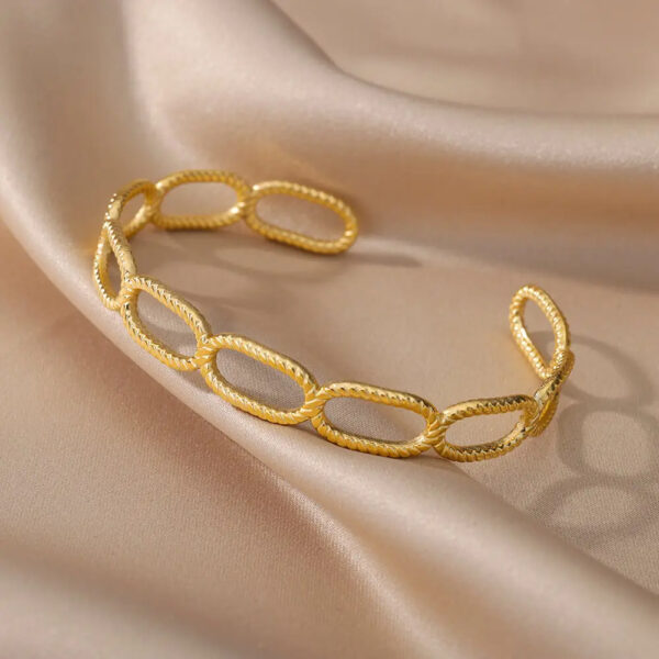 Stainless Steel Bangles Bracelet for Women Luxury Gold Color Cuff Bracelet femme Fashion Wedding Jewelry Valentines Day Gift - Image 2