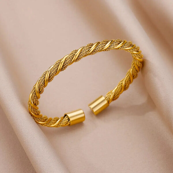 Stainless Steel Bangles Bracelet for Women Luxury Gold Color Cuff Bracelet femme Fashion Wedding Jewelry Valentines Day Gift - Image 14
