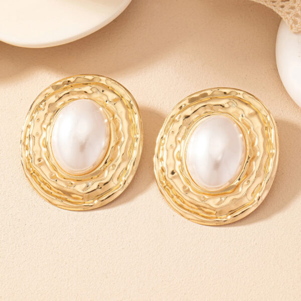 stud earrings for women Exaggerated large size Metal turquoise simple style ear accessories party OL fashion jewelry E520 - Image 3