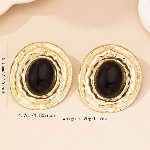 stud earrings for women Exaggerated large size Metal turquoise simple style ear accessories party OL fashion jewelry E520 - Image 4