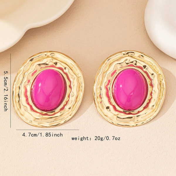 stud earrings for women Exaggerated large size Metal turquoise simple style ear accessories party OL fashion jewelry E520 - Image 6