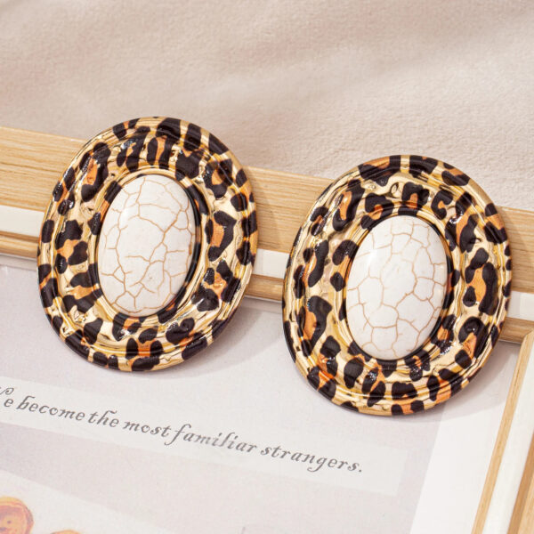 stud earrings for women Exaggerated large size Metal turquoise simple style ear accessories party OL fashion jewelry E520 - Image 9