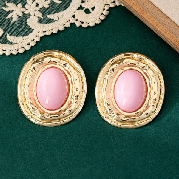 stud earrings for women Exaggerated large size Metal turquoise simple style ear accessories party OL fashion jewelry E520 - Image 10