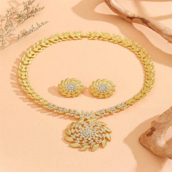Fashion Sunflower Earrings Necklace Wedding Jewelr Set Party Acceroies For Woman