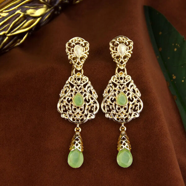 Sunspicems Moroccan Earrings Women's Wedding Jewelry Crystal Hollow Water Droplet ShapePendant Traditional Arab Wedding Jewelry - Image 4
