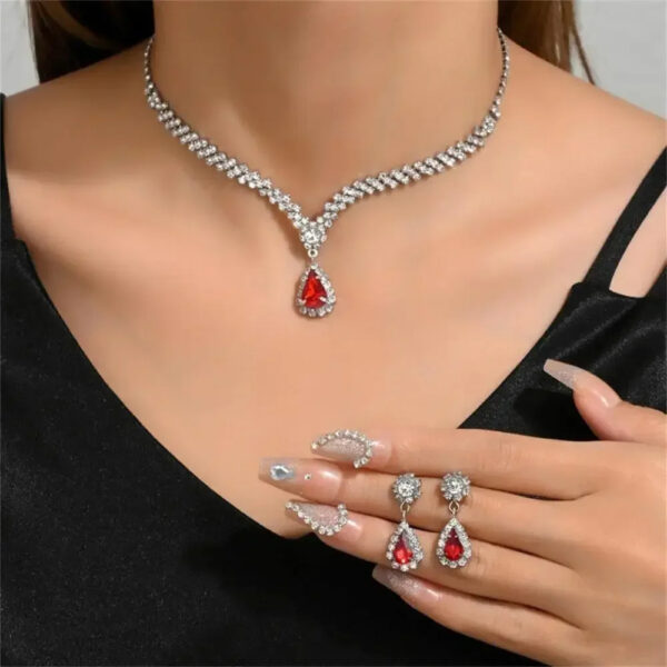 2pcs/set Jewelry Sets Women Elegant Waterdrop Rhinestone Pendant Necklace stud Earrings Wedding Dress Bridal Jewelry Set - Image 10
