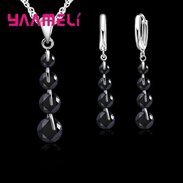Fashion 925 Sterling Silver Bridal Jewelry Set For Women Tassel Cubic Zircon Pendant Necklace Earrings Sets Wedding Gift - Image 4
