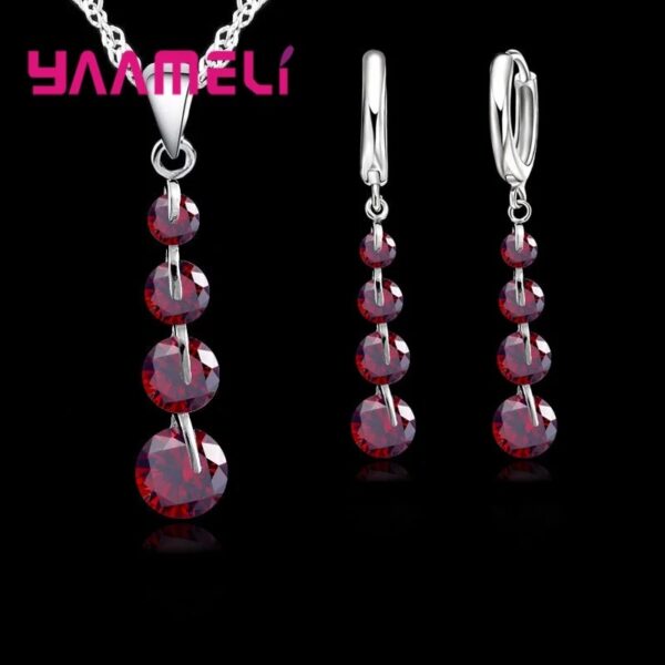 Fashion 925 Sterling Silver Bridal Jewelry Set For Women Tassel Cubic Zircon Pendant Necklace Earrings Sets Wedding Gift - Image 5