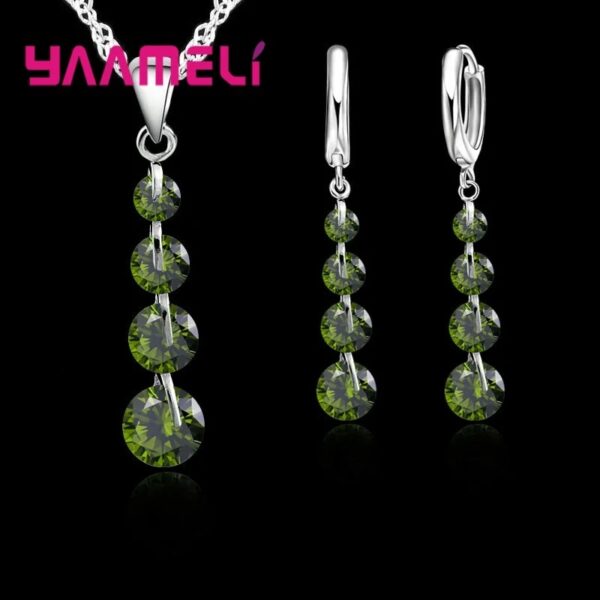 Fashion 925 Sterling Silver Bridal Jewelry Set For Women Tassel Cubic Zircon Pendant Necklace Earrings Sets Wedding Gift - Image 8