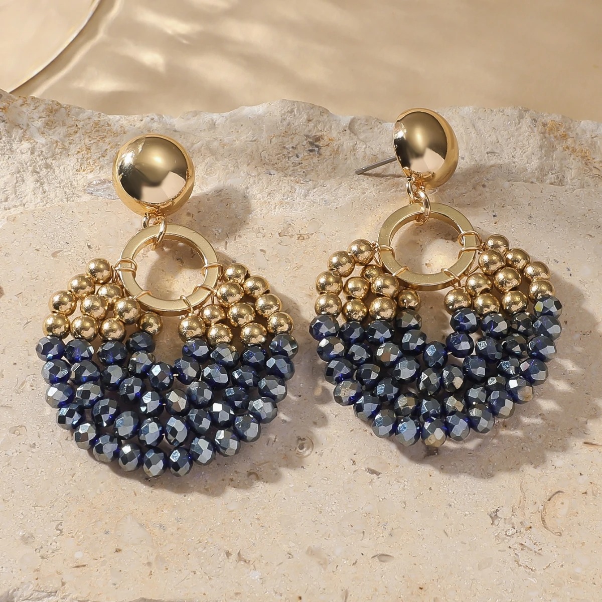 Elegant Layered Round Beaded Drop Earrings for Women Boho Handmade Crystal Beads Earrings Fashion Jewelry Party Accessories Gift - Image 3